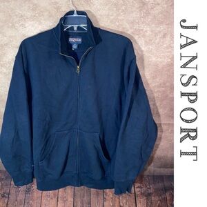 Vintage Y2K JANSPORT Navy Fleece Full Zip Jacket-size L-Excellent condition!